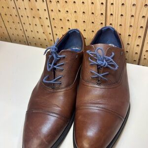 Ted Baker Brown Leather Oxfords with Blue Laces